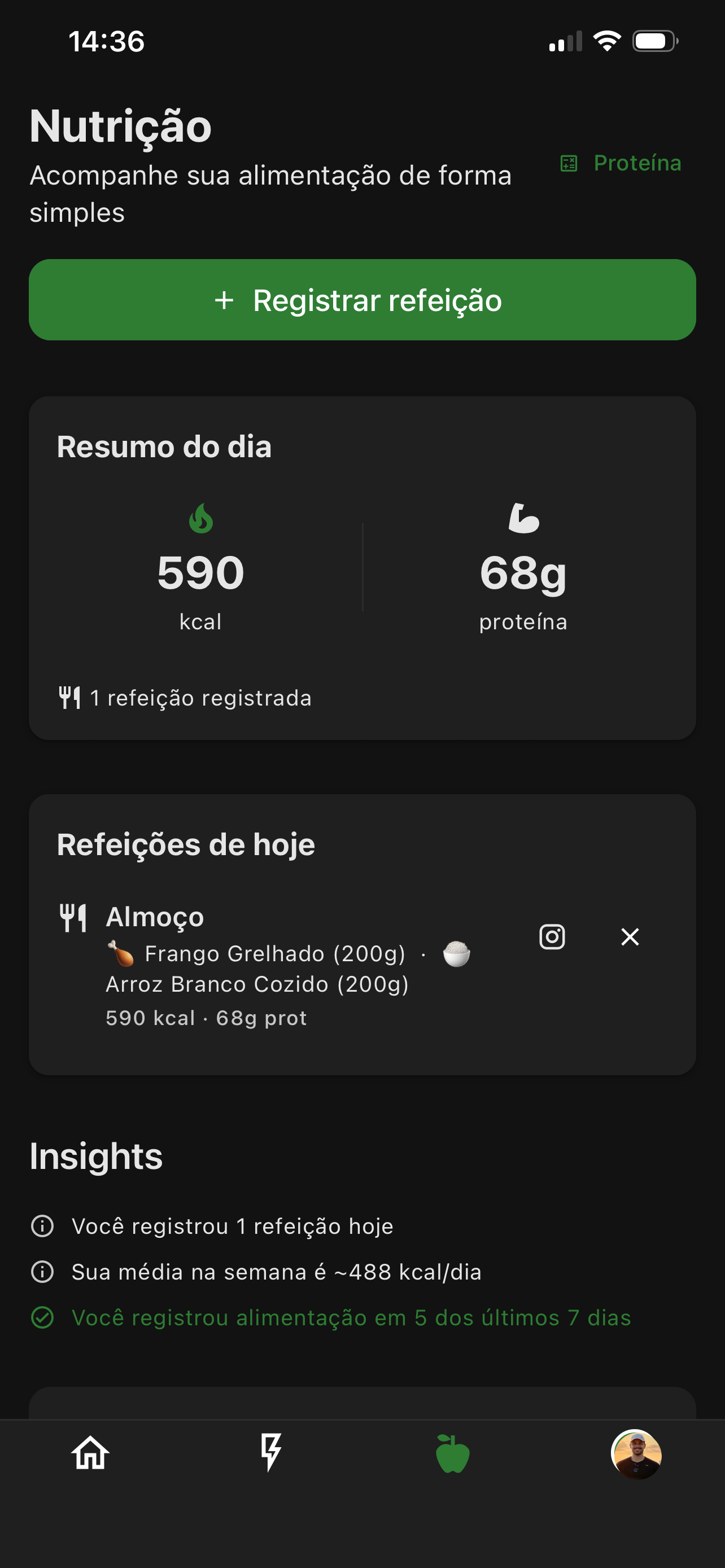 Acompanhamento de alimentação